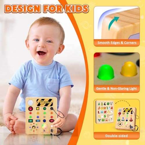 Premium wooden power control panel toy with interactive light switch board mechanism for kids