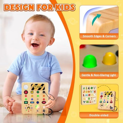Premium wooden power control panel toy with interactive light switch board mechanism for kids