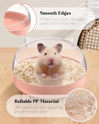 Pawfly Hamster Sand Bath Container, Hamster Sand Bath Box, Hamster Bathtub, Hamster Bathroom, Hamster Toilet, Plastic Dust Bath for Dwarf Hamsters, Syrian Hamsters, Mice, Gerbils & Small Animal, Pink - Image 5