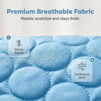 SICOSPI Blue Small Pet Cooling Mat laid out on a sofa protecting furniture while providing heat relief.