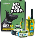 Dogtra waterproof e-collar receiver and green bungee strap showing premium contact points.