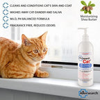 Gentle dander neutralization pet shampoo bottle back label.