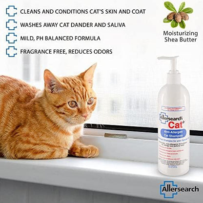 Gentle dander neutralization pet shampoo bottle back label.