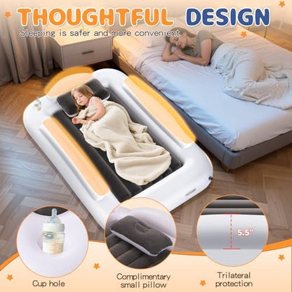 Leak free kids vacation bed being inflated automatically with the pump