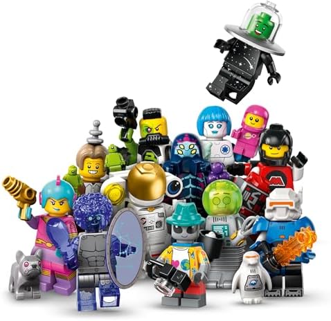 Group display of twelve unique LEGO Space Collectible Figures for intergalactic play