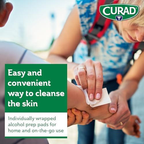 Individually wrapped Curad XL alcohol wipes for medical skin preparation