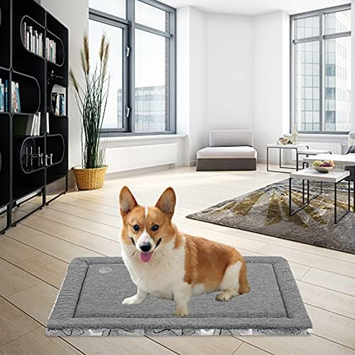 EMPSIGN machine washable pet mat being placed into a washing machine cover