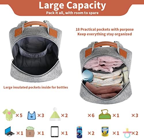 Billiton Mashi diaper bag backpack shown with portable changing pad
