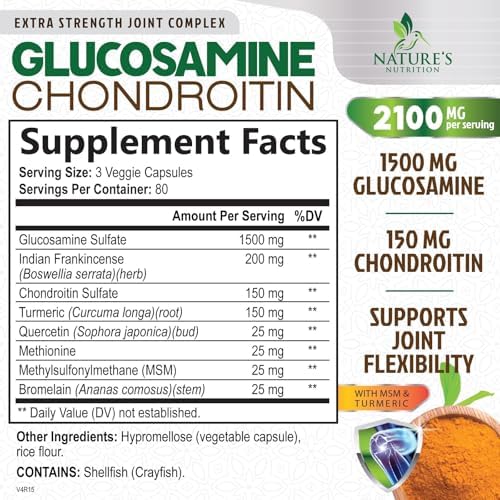 Glucosamine Chondroitin MSM 2100mg - 3x Strength Joint Support Supplement for Joint Mobility & Comfort For Men and Women, Glucosamine Supplements Complex with Turmeric & Boswellia - 240 Capsules - Image 3