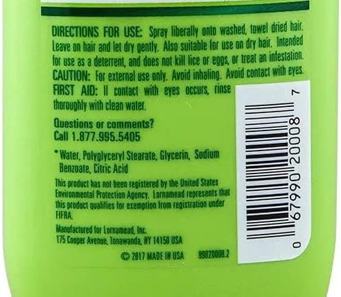 Lice Shield leave-in spray being applied to hair for detangling and protection.