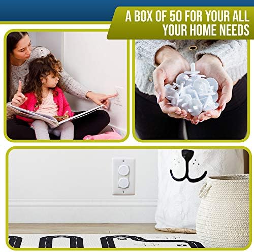 Secure toddler safety outlet plugs in white