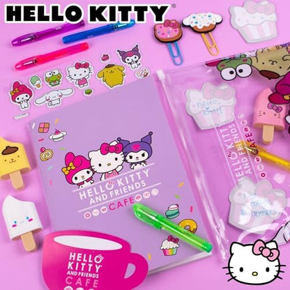 Hello Kitty 22-piece stationery set contents and PVC pouch