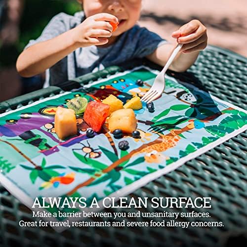 Close up of food grade plastic baby eating mat with adhesive strips