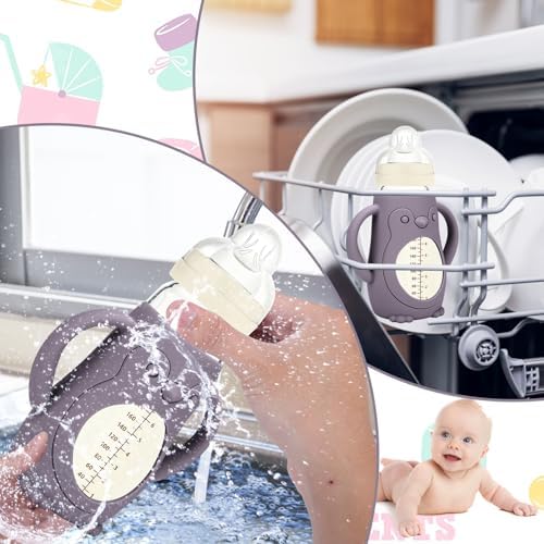 Three color variations of Busoha baby bottle silicone covers