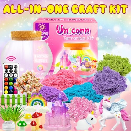 Swaitee DIY craft set displaying all included components like magic sand, moss, and unicorn figures.