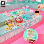 Unboxed miniature blender appliance with resin ingredients and cups