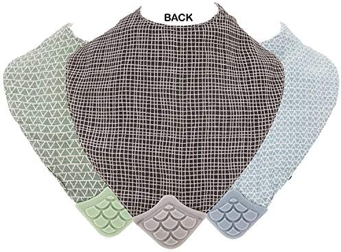 Nuby teething bib with textured silicone corner close up