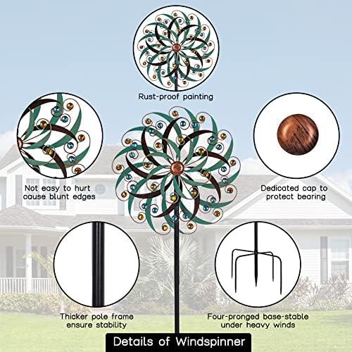 Close up of Vewogarden wind spinner dual rotor blades