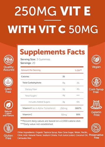 Lunakai Vitamin E gummies packaging with USA made certification badge