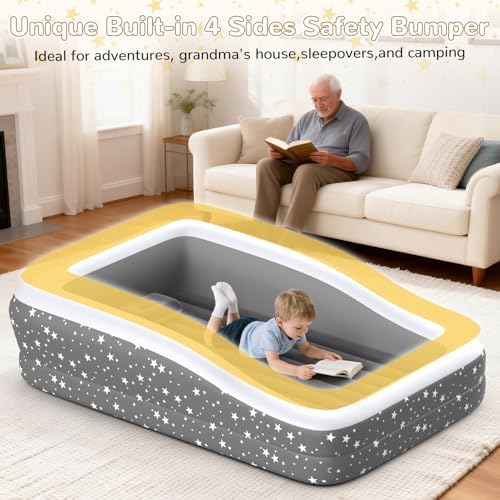 Deeteck grey sixty seven inch inflatable mattress being deflated and packed for travel