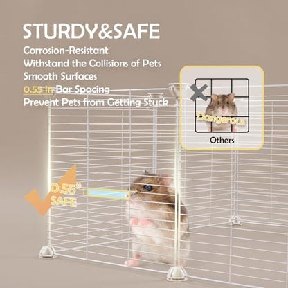 MEEXPAWS Guinea Pig Cages Small Animal Playpen Large with Waterproof PVC Liner & Washable Pee Pad & Storage Space, C&C Cage for Guinea Pigs, Hamsters, Kitten, Indoor Pet Enclosure Wire Yard Playpen - Image 7