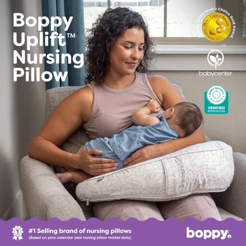 Boppy nursing pillow side profile showing sloped wedge design