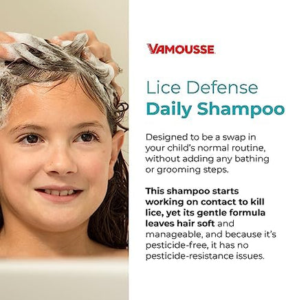 Family size Vamousse lice defense shampoo bottle side profile