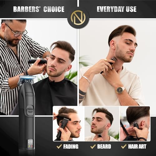 NOVAH Grooming hair cutting kit displaying the premium guards and adjustable trimmer head