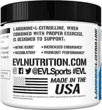 Full packaging view of Evlution Nutrition L-Arginine and L-Citrulline complex