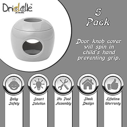 Close up of Driddle door knob safety lock showing finger holes