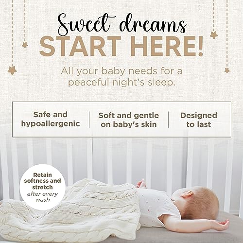 White and grey organic bassinet sheets neatly folded