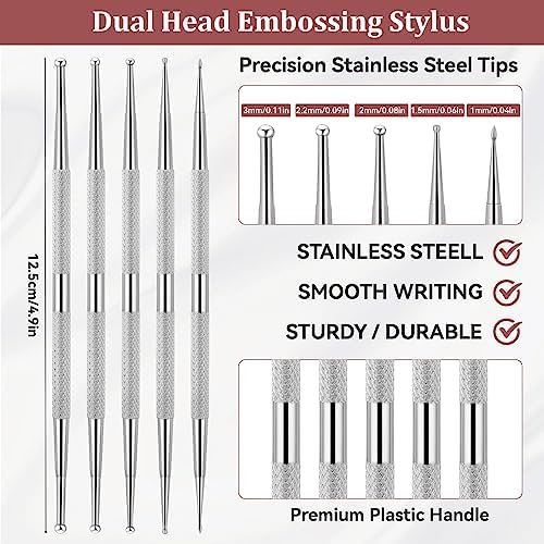 Close up view of the double ended tips highlighting the different ball sizes available in the manicure set