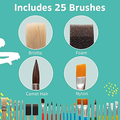 Artlicious painting brush variety pack showcasing flat and round synthetic nylon bristles