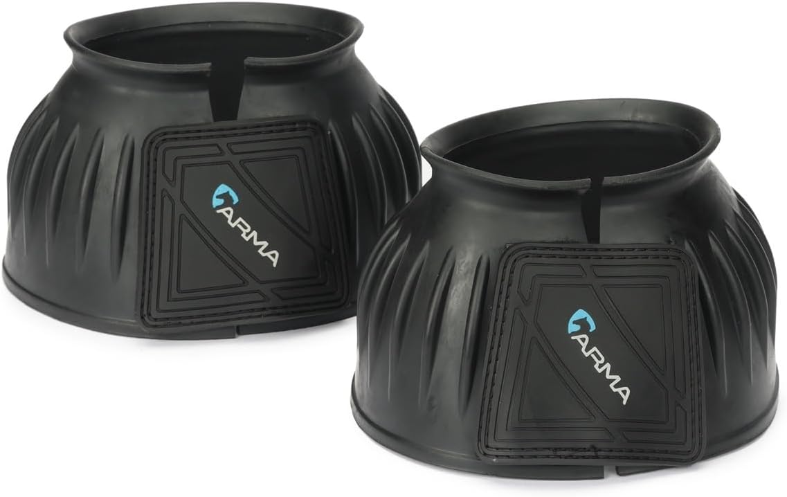 Shires ARMA horse bell boots front view black protective gear