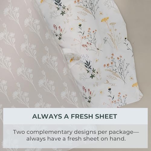 Lifestyle nursery setup featuring Pobibaby botanical floral bedding design