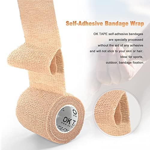 Breathable non woven cohesive sports tape being applied to a wrist joint for compression