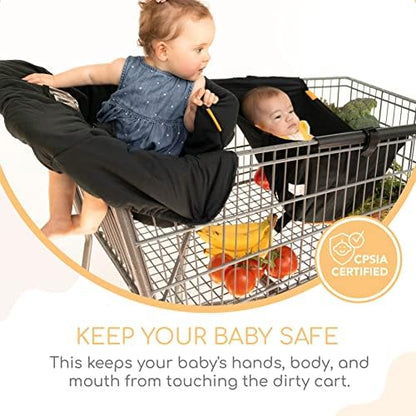 Close up of the secure 3-point safety harness and transparent phone pocket on Binxy Baby cover