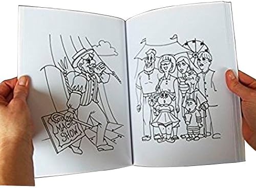 Magic Makers trick coloring book opened to show the completely blank pages stage.