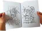 Magic Makers trick coloring book opened to show the completely blank pages stage.