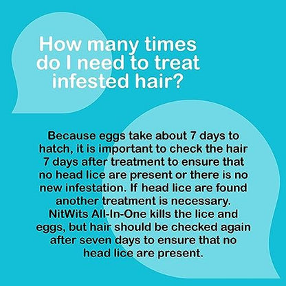 NitWits head lice solution being applied to hair for fast 20 minute treatment.