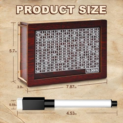 Krlladetiy money saving box tracking grid showing numbers being crossed out with the included erasable pen
