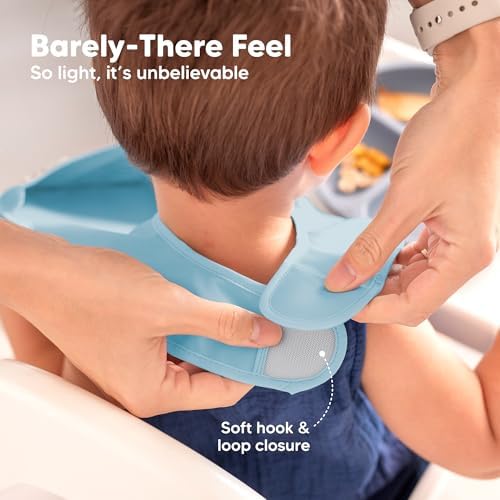 KeaBabies 3 Pack feeding bibs showing adjustable neck closure