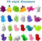 Assorted kawaii mochi dinosaur squishies removed from eggs