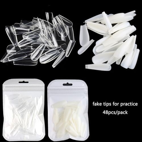 Silicone practice fingers with inserted false nail tips
