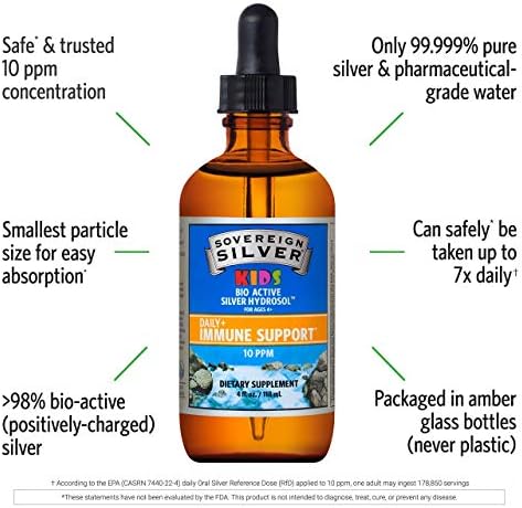 Natural Immunogenics kids silver hydrosol packaging and bottle