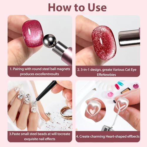 Close up of magnetic nail art tools set