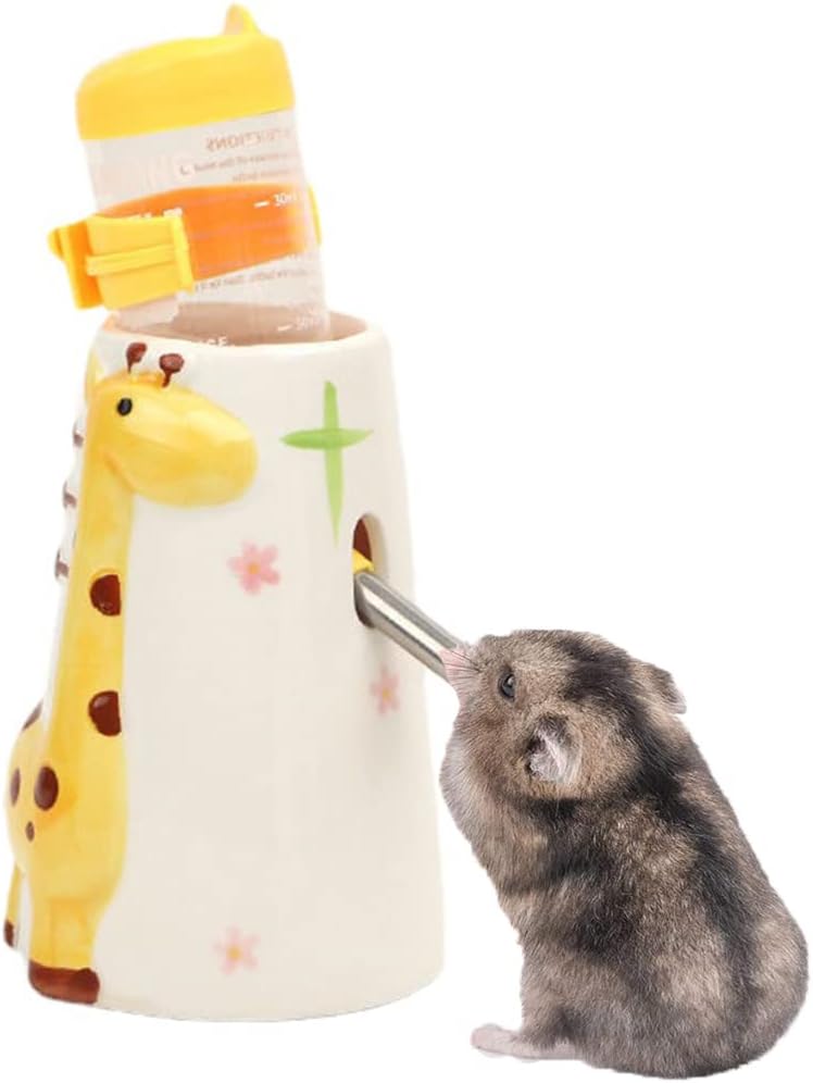 Hamster Water Bottle Small Animal Standing Water Dispenser Ceramic Base Cage Hanging Water Feeding Bottles Auto Dispenser for Hamster Guinea Pig Squirrel Rabbit Hedgehog (Pink) - Image 9