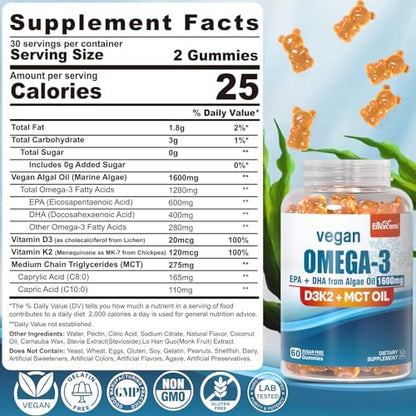 Envycure authentic USA imported vegan omega supplements packaging highlighting epa and dha ratios