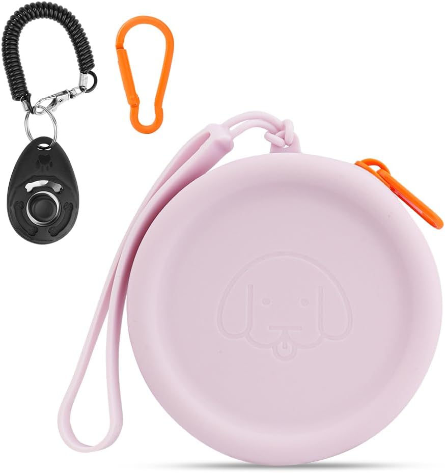 WALLFID Silicone Dog Treat Pouch Small Bag,with Pet Training Clicker,Walking Bag for Dog and Cat, Pocket Size, Easy to Clean, Odorless, Zipper Design,Moisture-Proof,Travel Walking Bag.(Sky Blue) - Image 14