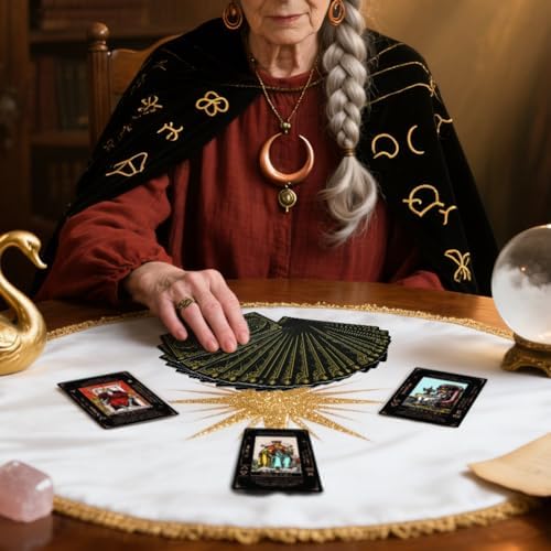 Close up view of the printed numerology and planetary rulers on a DLAGOMLIFE beginner tarot card